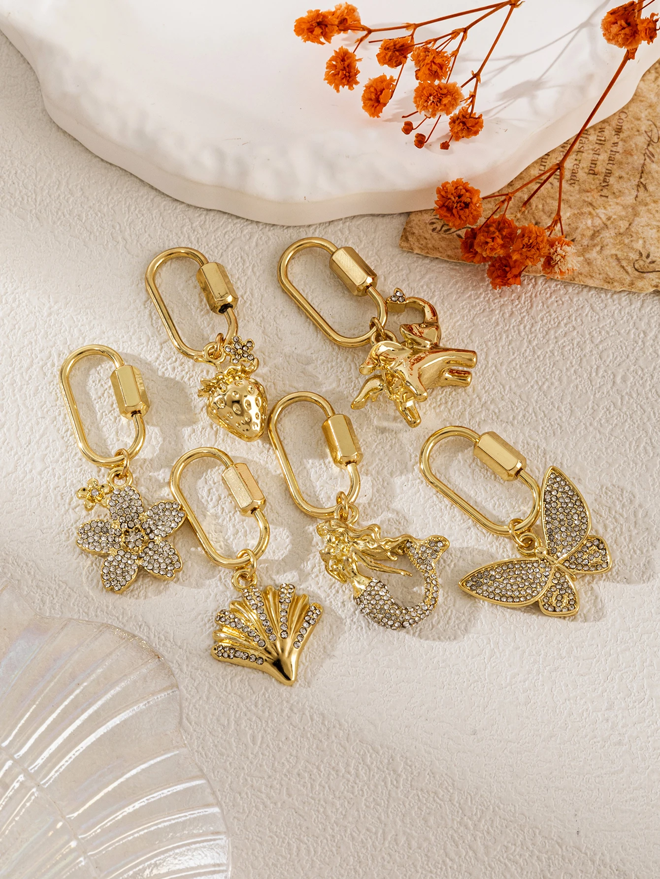 Vielseitiger, trendiger, frischer, mit Diamanten besetzter Blumen-Elefanten-Meerjungfrauen-DIY-Anhänger-Schlüsselanhänger für Schmuck. – Detail 3