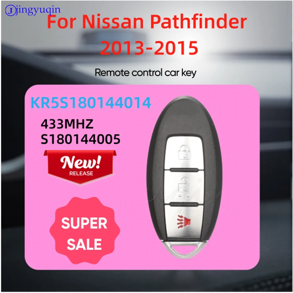 

Jingyuqin S180144005 3 кнопки бесконтактный смарт-брелок 433 МГц ID47чип для Nissan Pathfinder 2013-2015 KR5S180144014