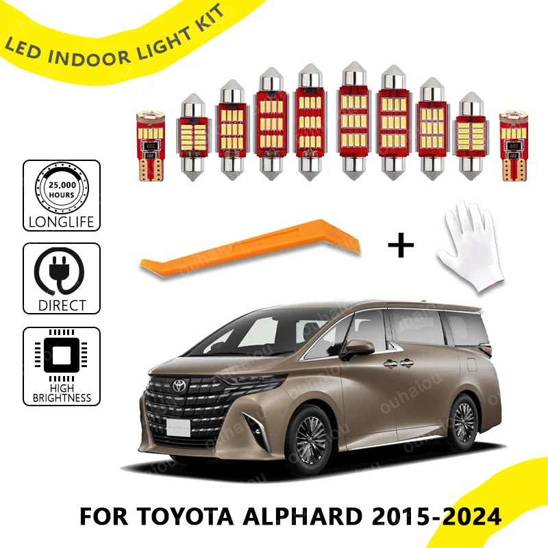 

8 шт. для Toyota Alphard 30 2015-2024 Canbus автомобильная лампа внутренняя купольная лампа для чтения багажника номерного знака внутренние автомобильные аксессуары