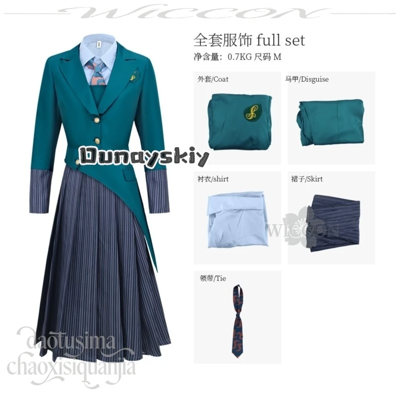 Anime Movie Wicked Cosplay Shiz University School Uniform Fashion Kawaii Cute Magic JK Dress Dark Coat Tie Shirt Halloween Party - view 5
