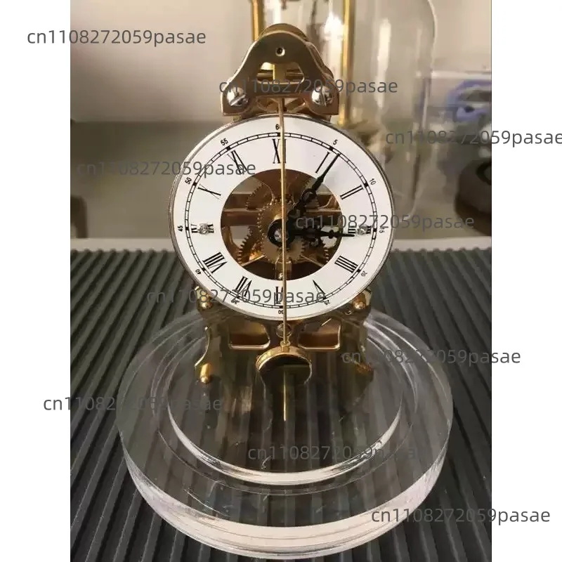 Solid Brass Movement Mechanical Collectible Floor Clock, All-Metal Decorative Clock, Display See-Through Table Clock