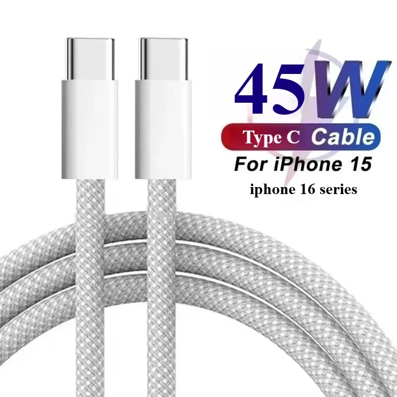 Type C PD 45W Fast Charging Cable Type C to Type C  Charging Cable For iPhone 16 15 Pro Xiaomi Samsung Huawei Type C Cable