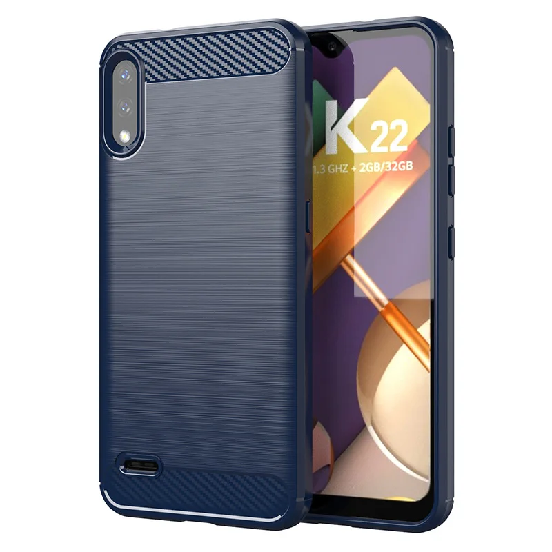 Full Protective Back Cover for LG K22 k22+ Shockproof Carbon Fiber Case for lg k22 plus Anti-knock Silicone Phone Case