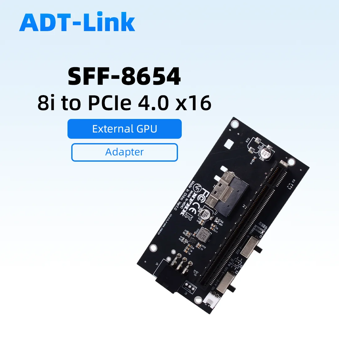 ADT-Link SFF-8654 8i To PCIe 4.0 X16 External GPU Adapter Card , 8654 8i Direct Pass-Through Data Cable for EGPU Dock