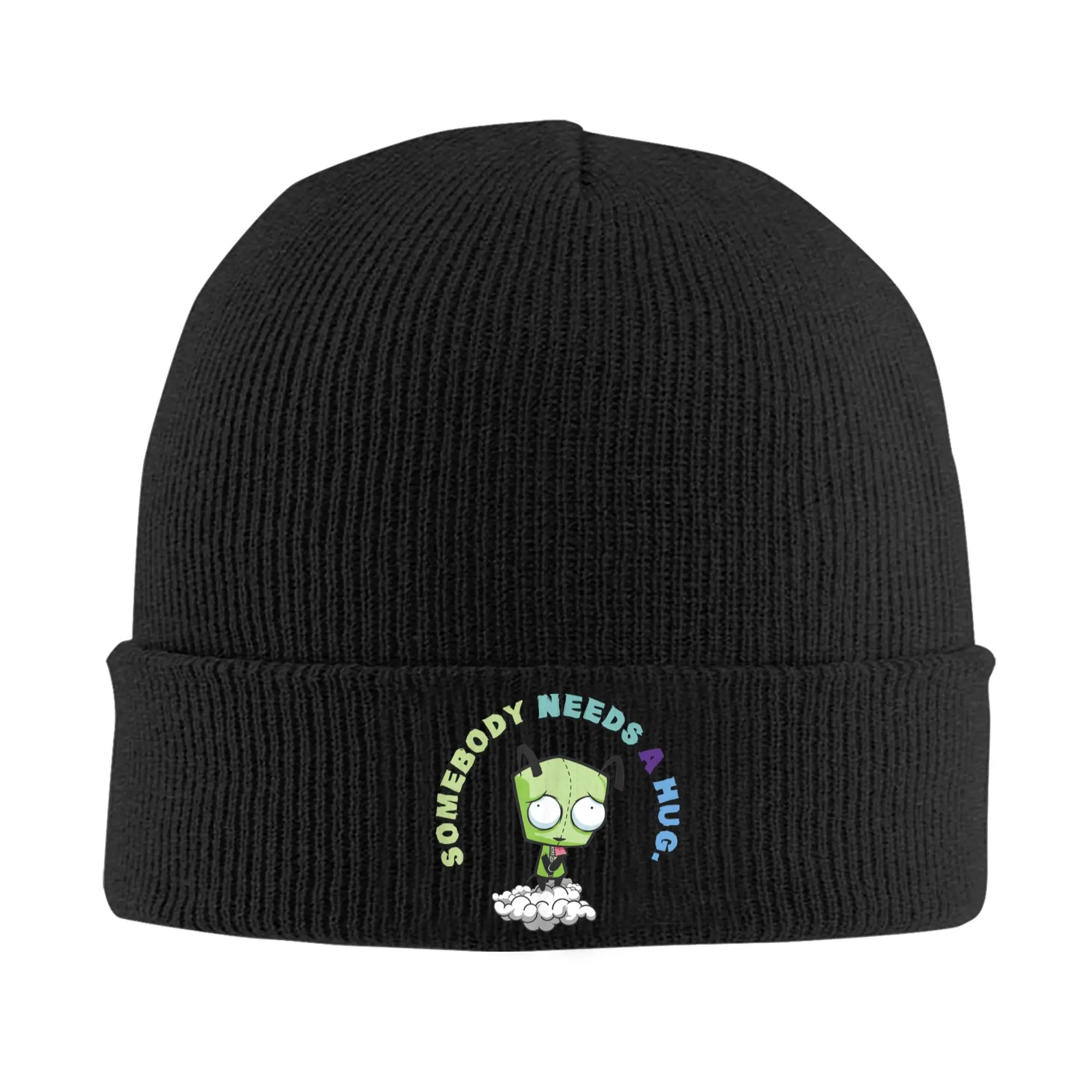 Invader Zim Gir Knitted Hat for Women Men Beanies Winter Hat Acrylic  Hip Hop Melon Cap