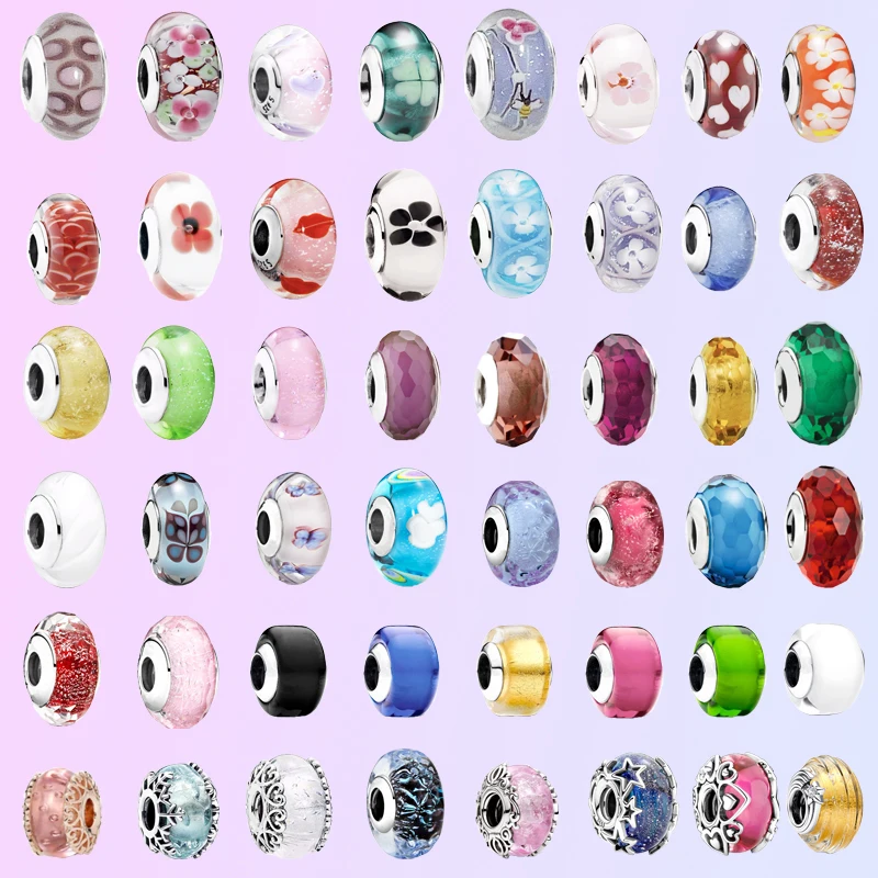 New Authentic Red, Blue, Green, Yellow, Pink Murano Charm Bead Fit Original European 925 Silver Bracelet DIY Women Jewelry Gifts