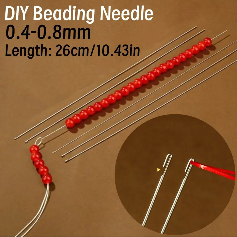 26cm/10.43in DIY Extra Long And Fine Bead Needle, Side Threading Crochet Hook, Handmade Bead Needle