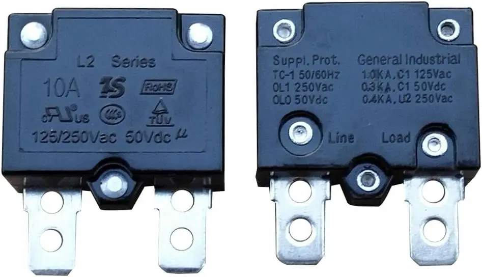 2Pcs 10A 125/250Vac 50Vdc Automatic Reset Relay Fuse Therma Switch Circuit Breaker Current Overload Protector Ride On Toy Car Accessories