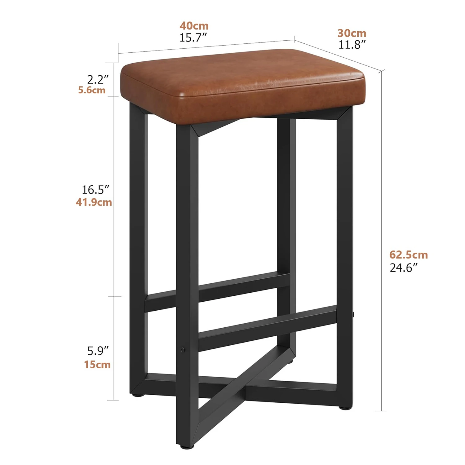 2pcs/4pcs Bar Stools, Counter Height Backless Barstools, Upholstered PU Leather Seats with Metal Frame , Modern Kitchen Stools