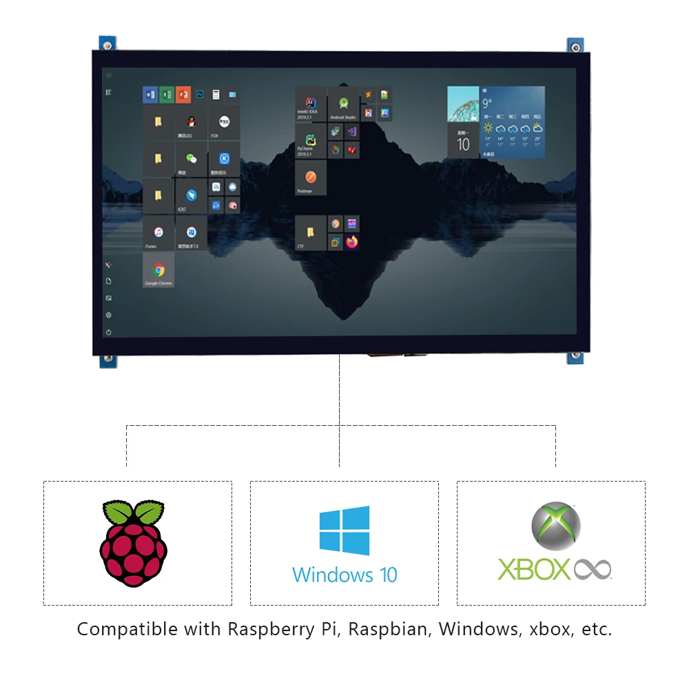 Imagem -03 - Tela Sensível ao Toque Compatível com Hdmi com Alto-falantes Módulo Raspberry pi Tela Portátil Faça Você Mesmo para Computador pc Ps4 10.1 Polegada Novo