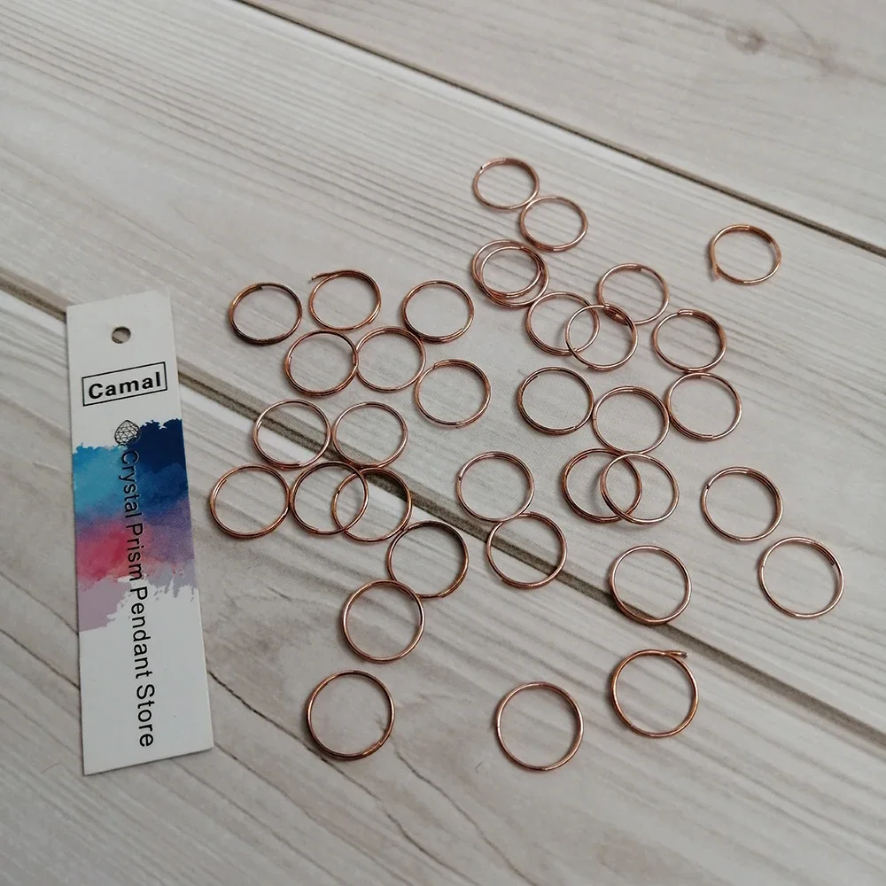 Camal 100pcs 11mm Ring Rose Gold Color For DIY Jewelry Making Connector Crystal Octagon Bead Chandelier Prisms Lamp Parts