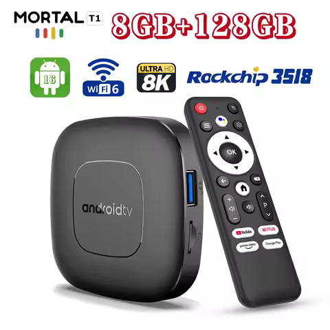 2025 Mortal T1 Smart TV Box Android 16 RK3518 Home Theater 8GB+128GB Bluetooth 5.4+2.3 Support 4K 8K WIFI 6 Set Top Box