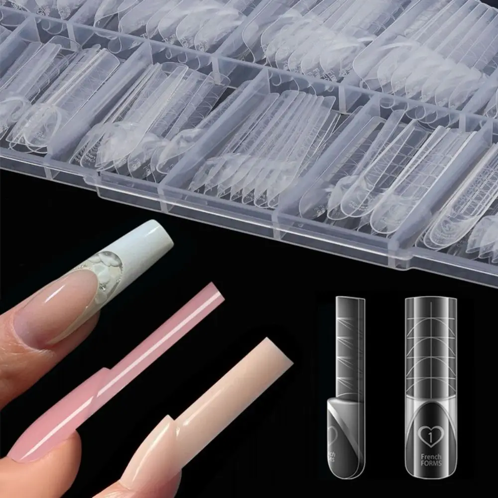 120Pcs 15 Sizes Space French Nail Dual Forms Transparent Quick Building Gel Mold Builder Gel Molds Plastic