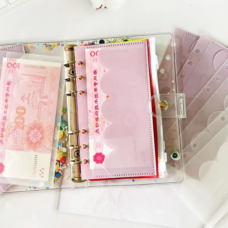 Imagem -04 - Petal Shaped Borda Binder Pockets Impermeável 6-ring Notebook Divisor Documento Bolsa de Arquivo Material de Escritório a6 Pcs por Pacote