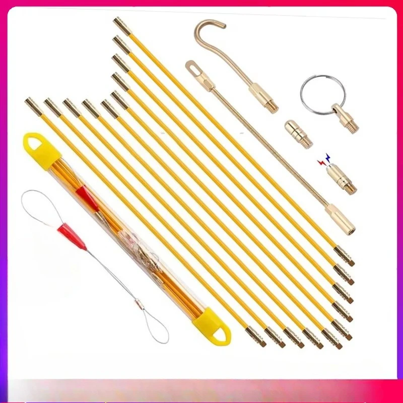 10Pcs 45CM/33CM Running Rods Fish Pulling Kit Wall Electrical Wires With Hook Rods Tool Fiberglass Wire Cable Push Puller