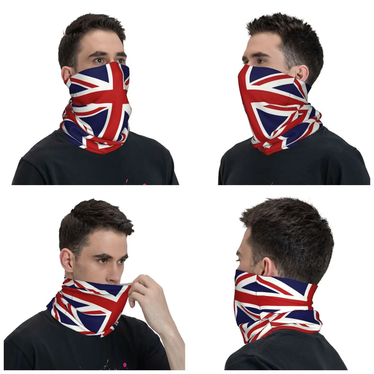 Imagem -02 - Custom Union Jack Bandeira do Reino Unido Aquecedor de Pescoço para Homens e Mulheres Headband Cachecol de Tubo Bandana Polainas Caminhadas Ciclismo Inverno