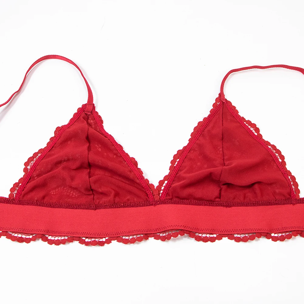 Varsbaby Spitzen-BH-Sets für Damen, nicht gepolsterter BH, Höschen, Strumpfhalter, Strümpfe, Sommerunterwäsche, Dessous, sexy – Detail 5
