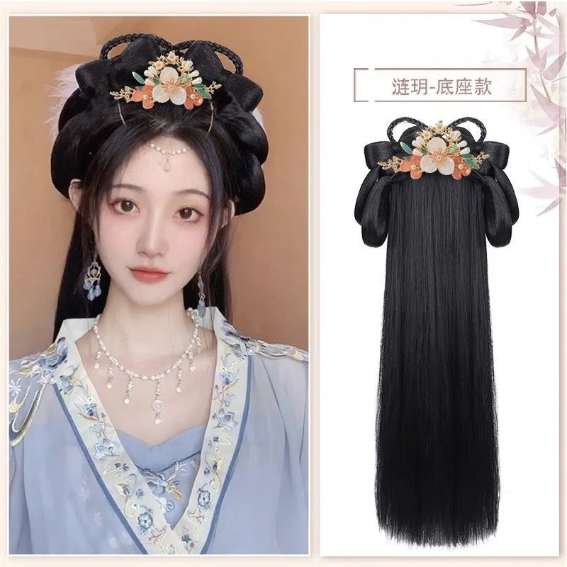 Chinese Antique Hanfu Headwear Wig For Girls And Women Full Set With Hair Accessory For Film And Television Technician Style