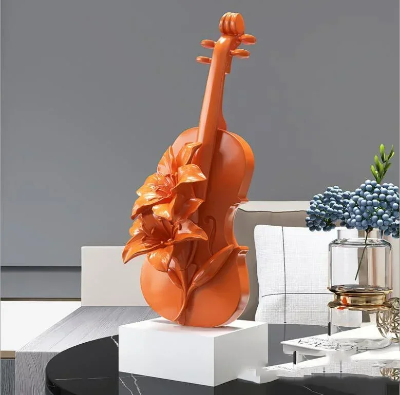 European Creative Violin Resin Ornaments Home Livingroom Desktop Adornments Decoration Cabinet Bookcase Club Furnishings Crafts