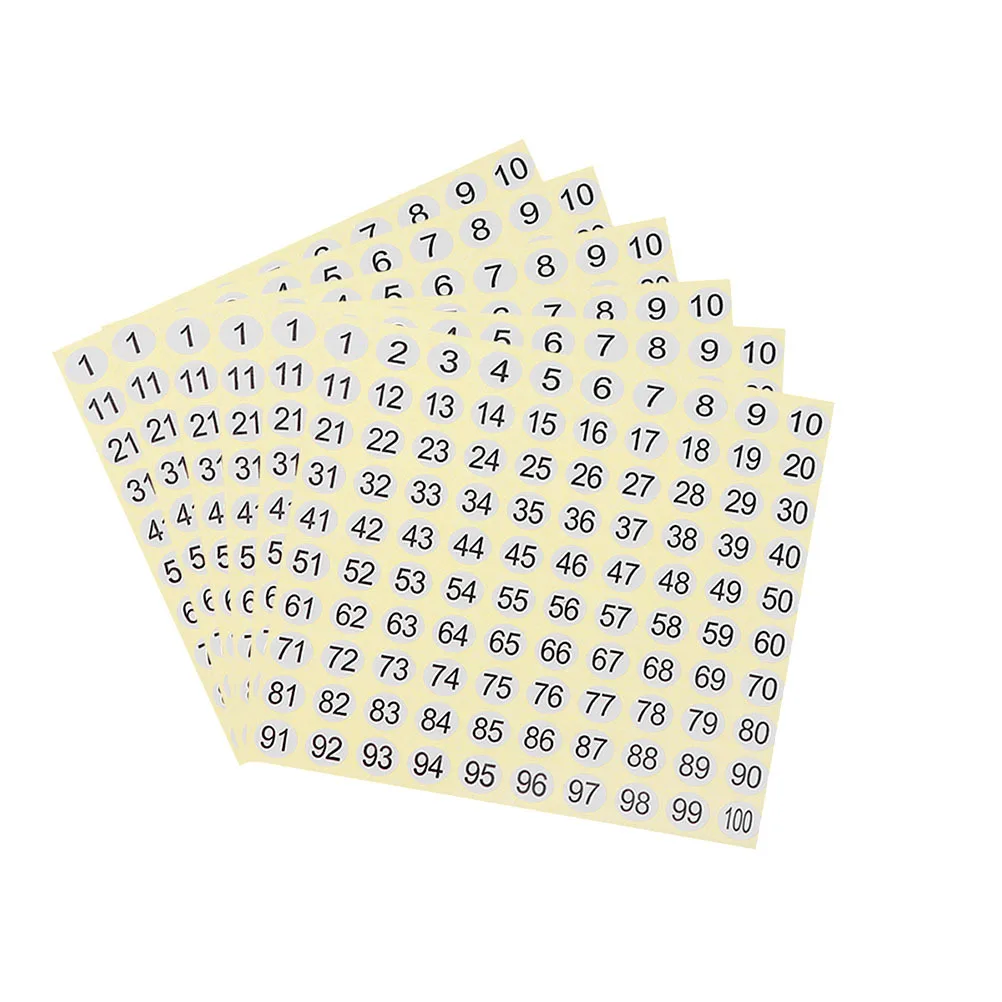 30 Sheets Number Stickers 1-100 Arabic Self-Stick Decorative Educational Math Supplies for Cards Craft Classroom Decoration