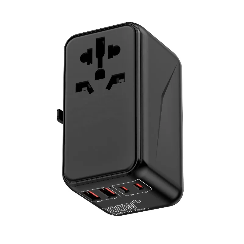 Universal World Charger 100W GaN PD Travel Adapter with 4 USB Ports - Global Plug Compatibility