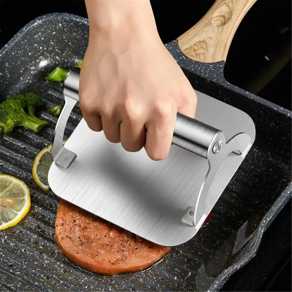 1PC Square Stainless Steel Smash Burger Press Grill Accessories for Flat Top Grill Hamburger Press and Squeeze Grease