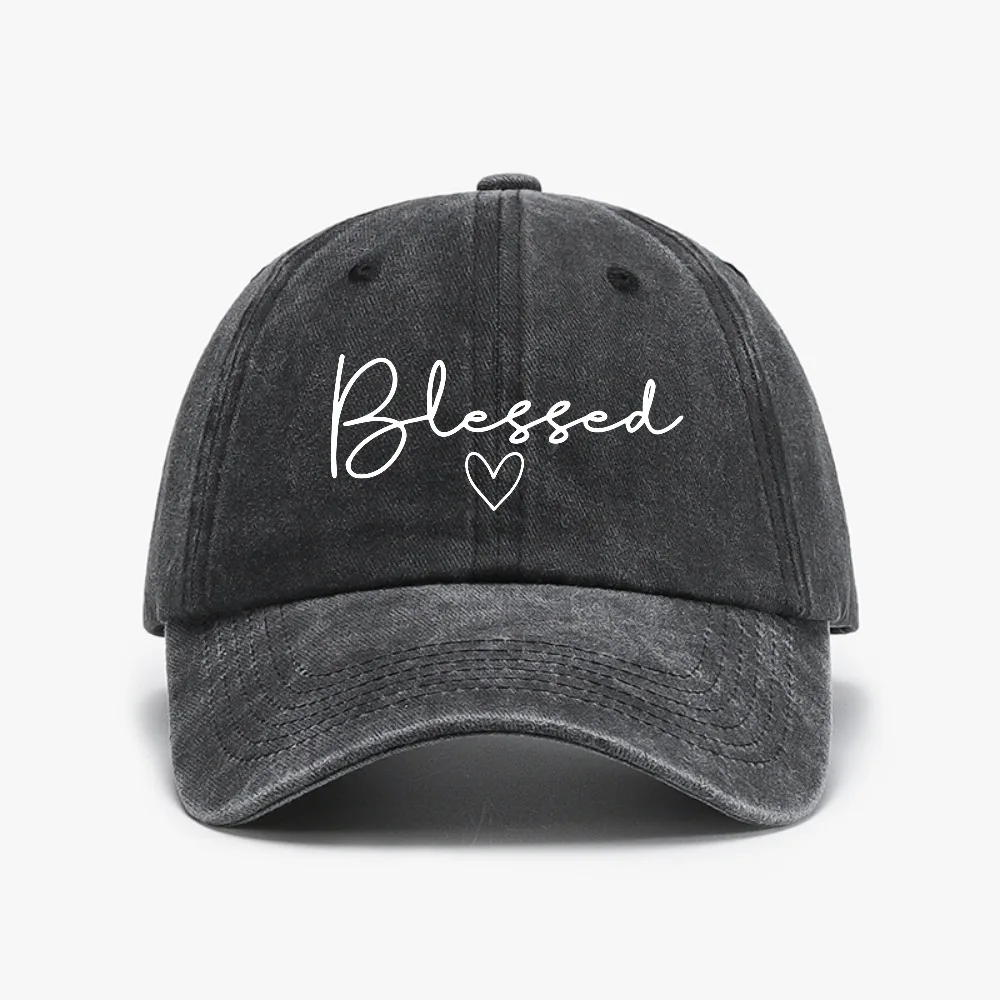 

Blessed Heart Printing hat men women Summer Clothes Curved Brim Soft Top Hats Harajuku Graphic Washed Cowboy Baseball Cap