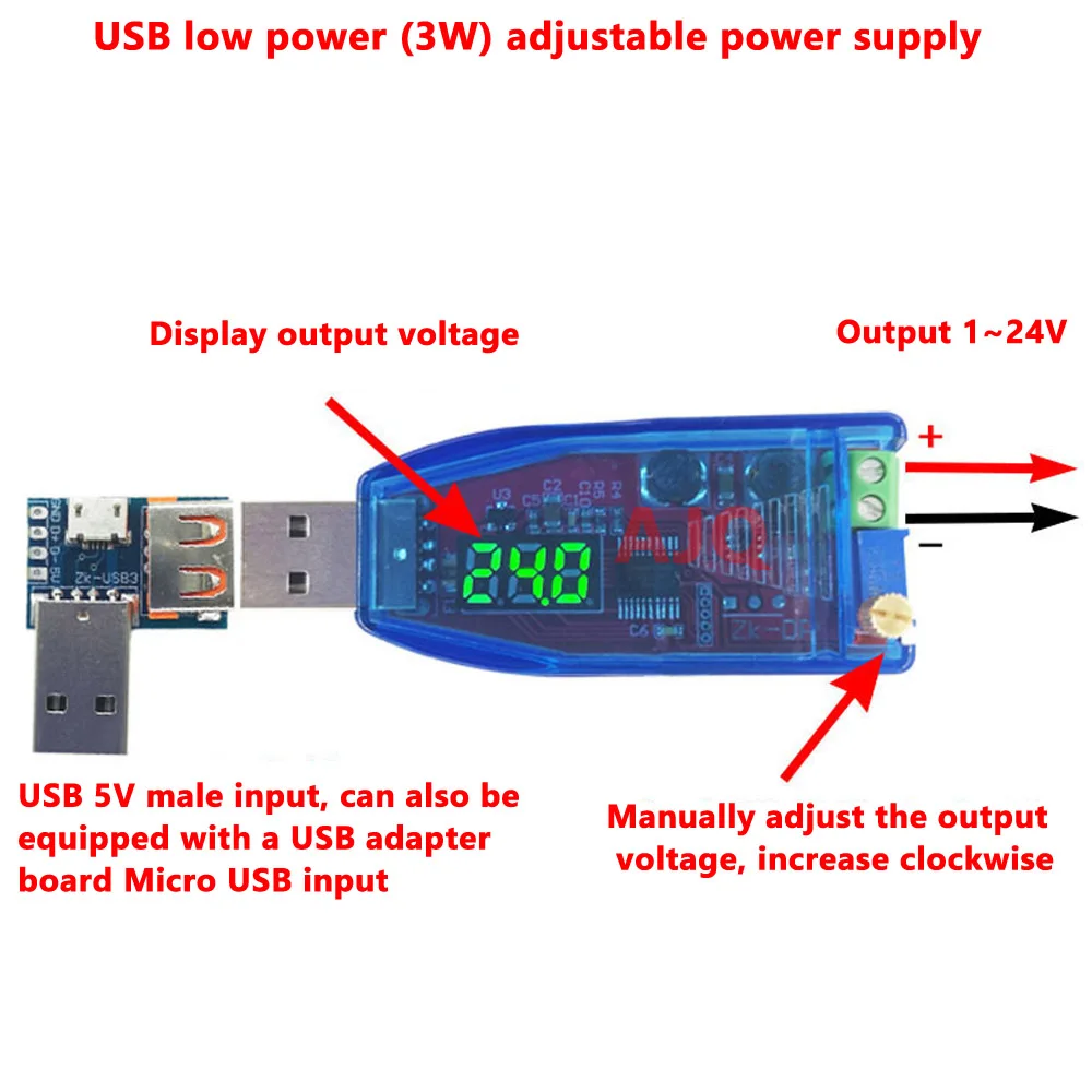 1pcs LED DC-DC DC 5V to 1.2V -3V 5V 9V 12V 16V 24V USB Step Up Down Buck Boost Converter Power Supply Module Voltmeter Ammeter