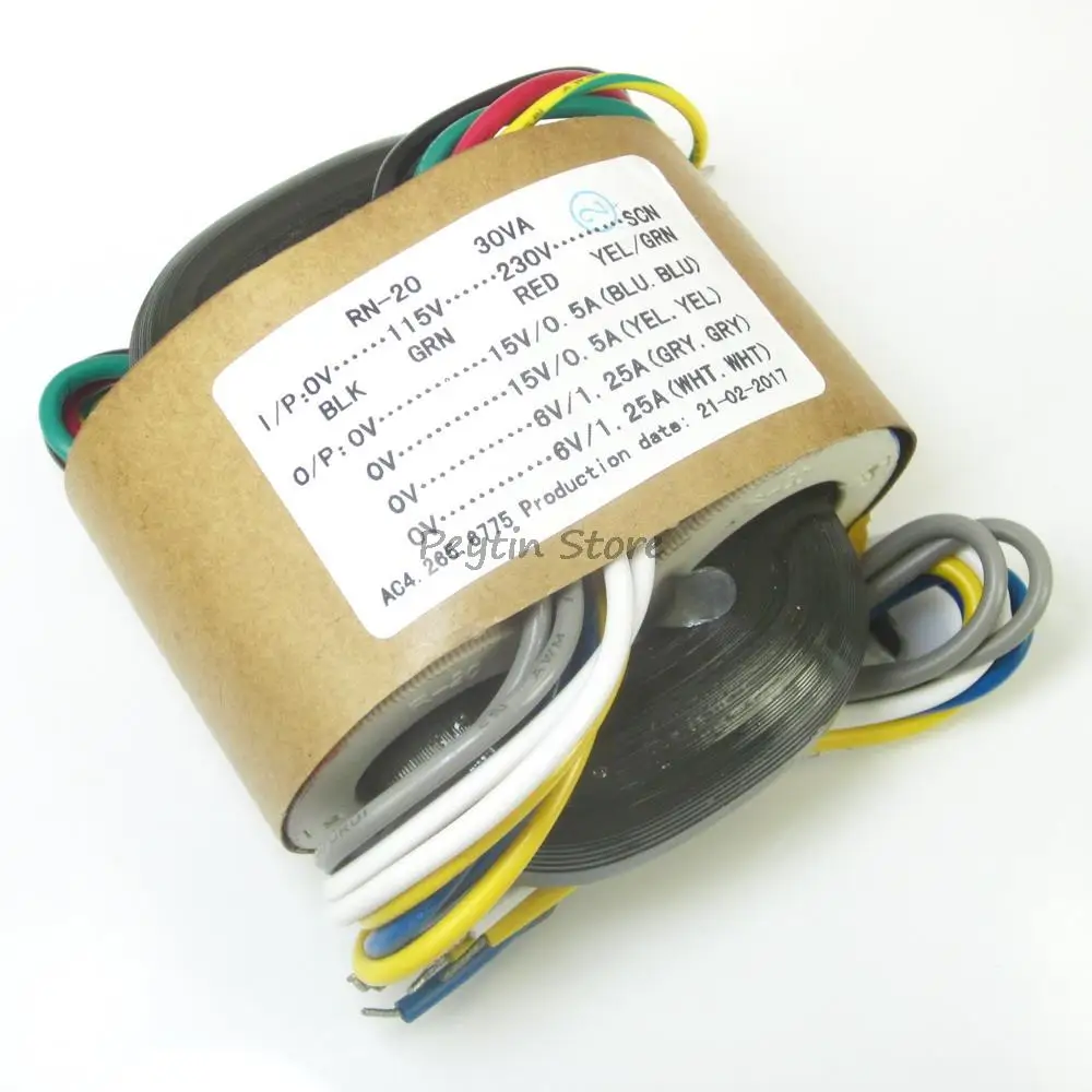Picture 6: 1Pc 30VA 30W Input 0-115V-230V-SCN Output Double 15V + Double 6V R-type Power Transformer Audio Transformer