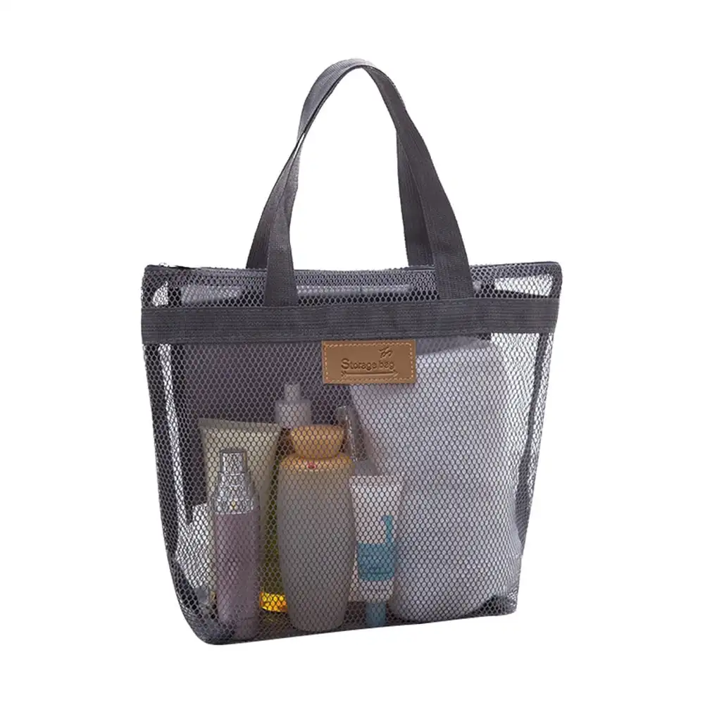 Large Mesh Toiletry Tote Bag Portable Shower Caddy Bath Organizer with Durable Handles Zipper Travel Storage Beach Swimming Bag image 6
