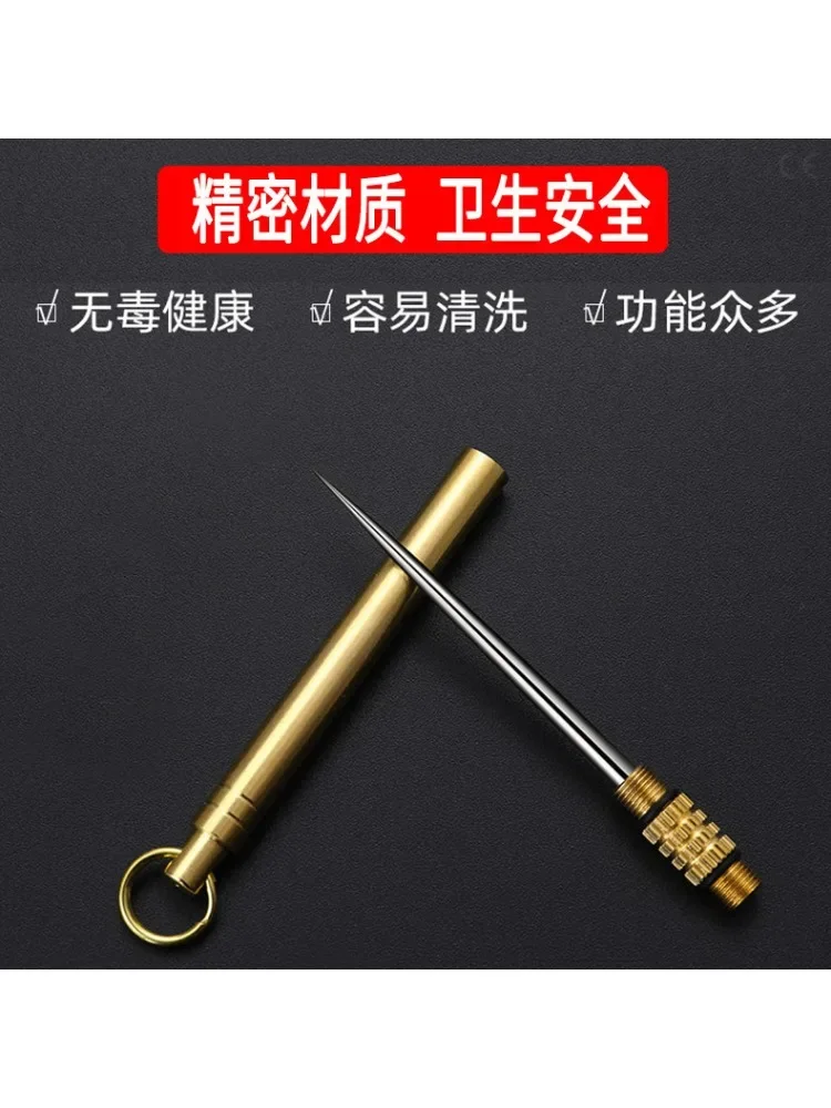 Outdoor Pocket Toothpick Titanium EDC Portable Mini Toothpick Fruit Fork Camping Tool Toothpick Tube Is More Durable Than Floss image 2