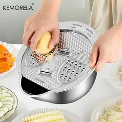 KEMORELA 2 in1 Wash and Cut Vegetable Drain Bowl Stainless Steel 304 Rice Washing Bowl Fruit And Vegetable Strainer Kitchen Tool