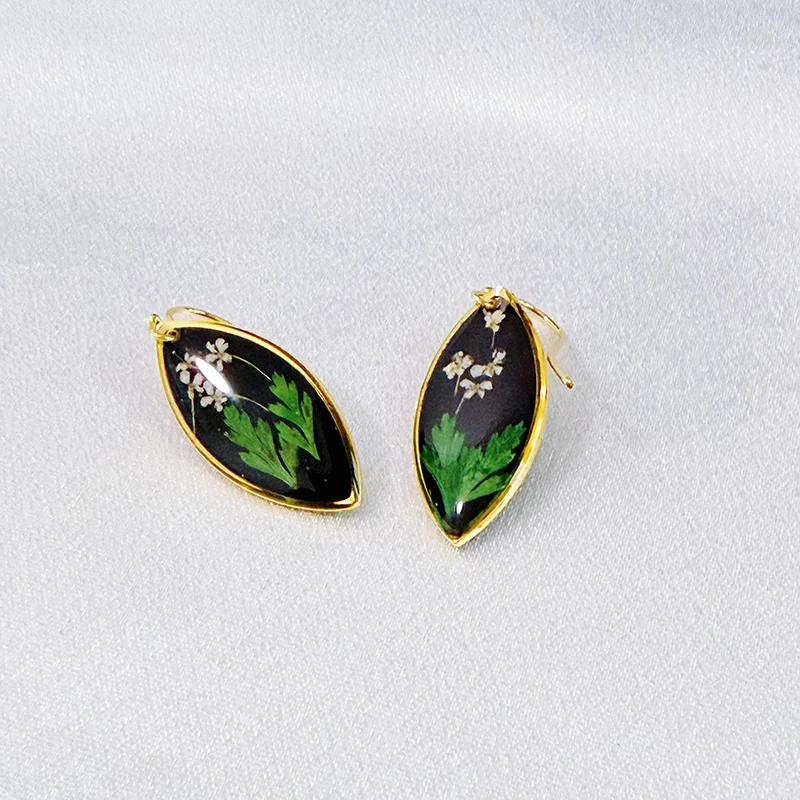 Pressed Flower Geometric Earrings Epoxy Resin Jewelry For Women 4