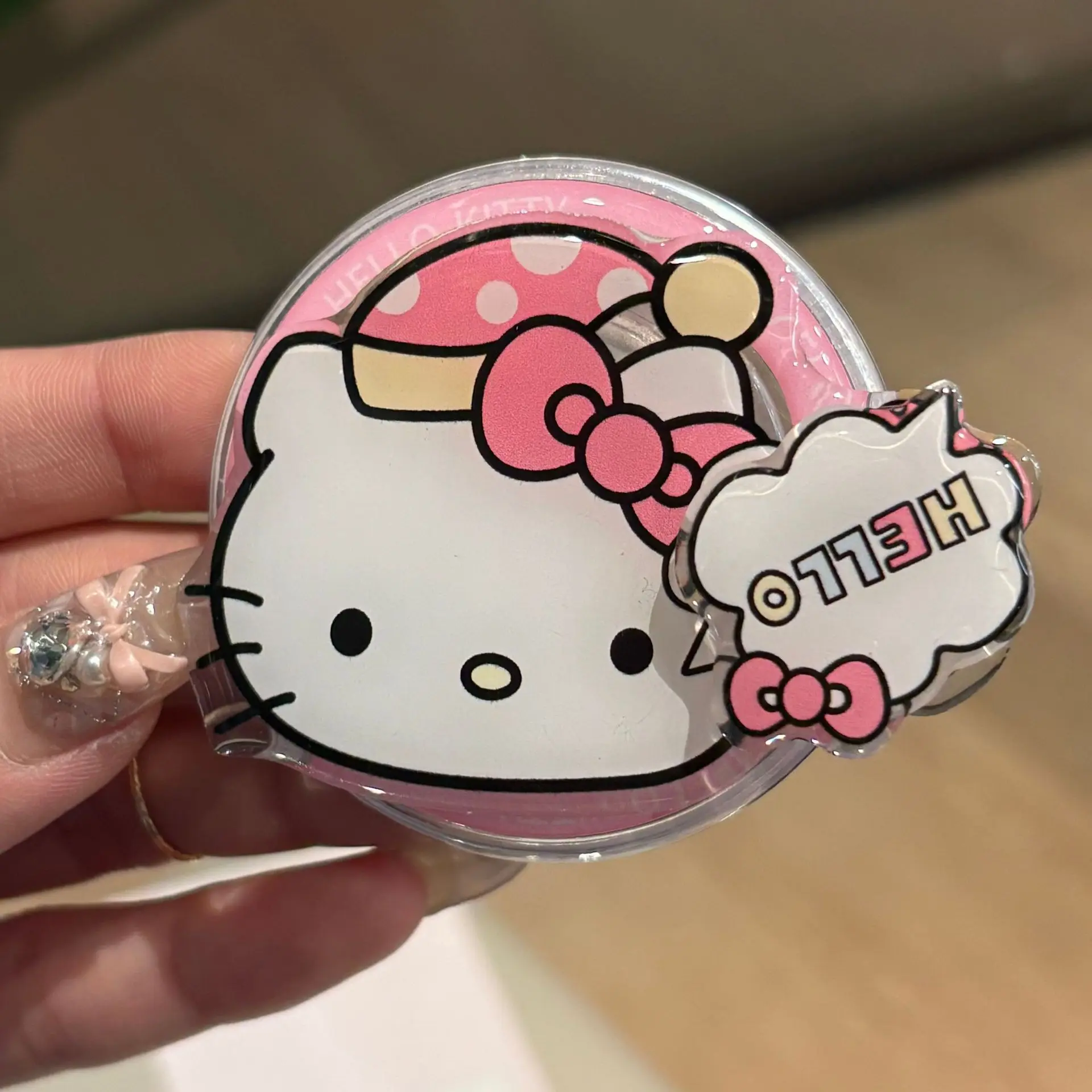 

Милый магнитный держатель-подставка для телефона Hello Kitty с вращающимся механизмом, Griptok, для iPhone, складной, для беспроводной зарядки, держатель для чехла