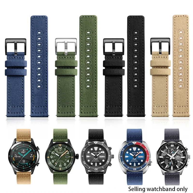 Double Sided Canvas Watch Strap With Breathable And Soft For Hamilton/Seiko/CITIZEN/SEA-GULL Watch 18mm20 22mm Watch Accessories