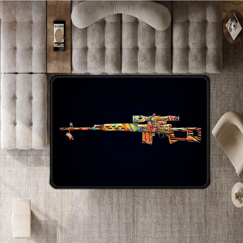 

3D винтовка с пистолетом и пистолетом, мультяшный коврик, ковер для гостиной, спальни, кухни, дверной коврик, противоскользящий напольный коврик для ванной