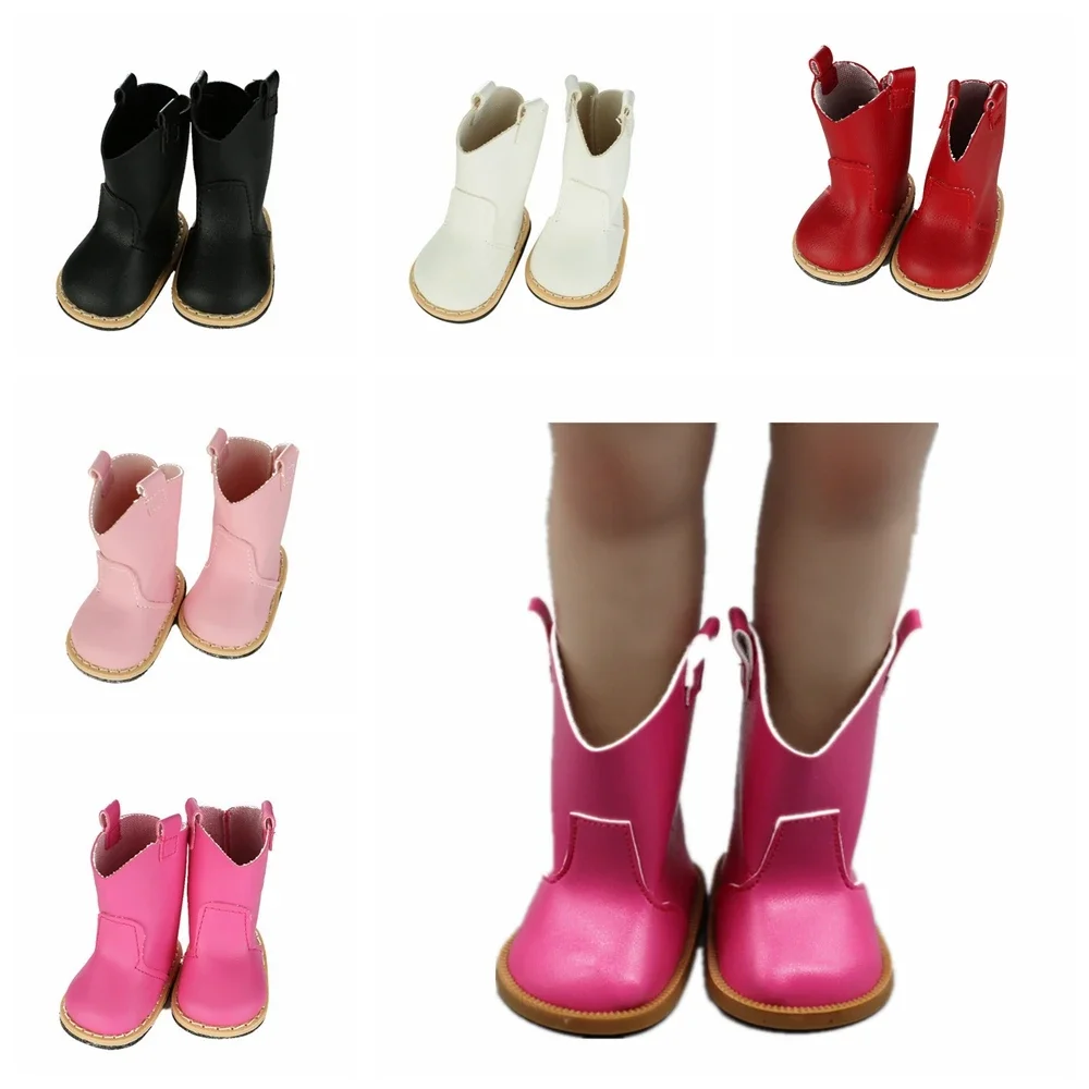 Wholesale 5 Color PU  Doll Boots for 18Inch Girl Doll and 43cm Reborn Baby Doll Shoes Toys Accessories Best Gift for Christmas