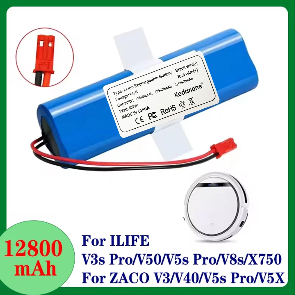 

Новый литиевый аккумулятор 14,4 В, 12800 мАч, 18650 для ILIFE V3s Pro, V50, V5s Pro, V8s, X750, аккумулятор для робота-пылесоса Accesso