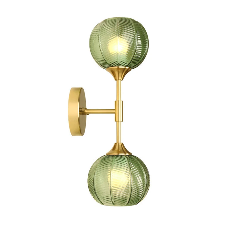 Nordic Glass wall Light Green Leaf Pattern Lighting For Living Room Dining Room Hotel Study Bedroom Indoor Decorative Fixture