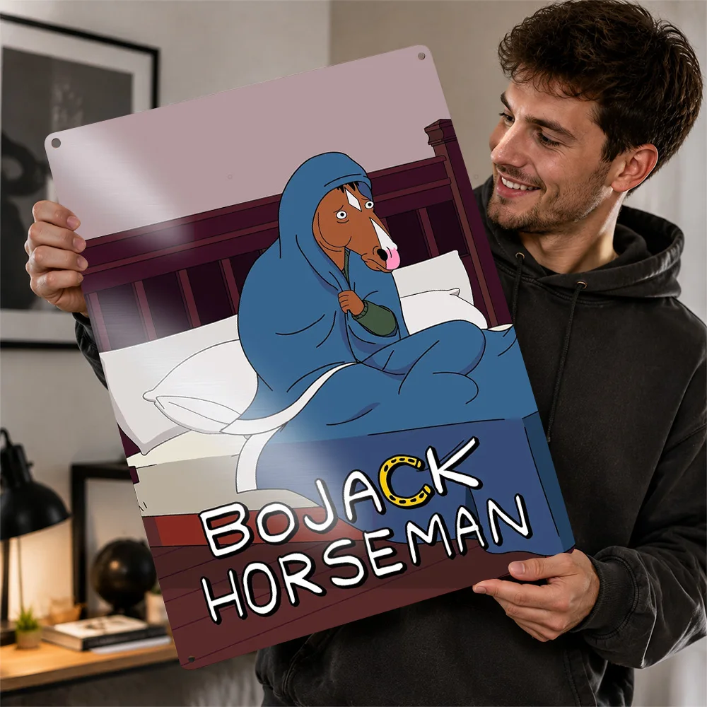 Bojack Horseman Wrapped In Blanket Printed Poster Cinematic Wall Art For Bedroom Personalized Aluminum Metal Sign Birthday Gift