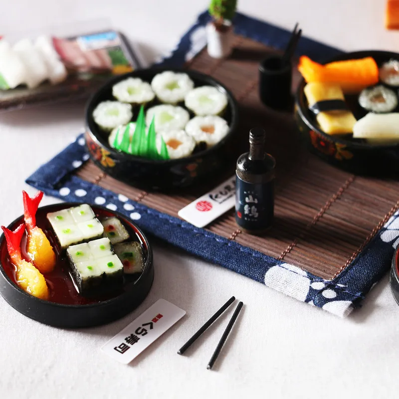 1set Dollhouse Sushi Bento Plate Set Japanese Food Style Miniature Miniature Food Doll Accessories BJD Home Decor Decoration