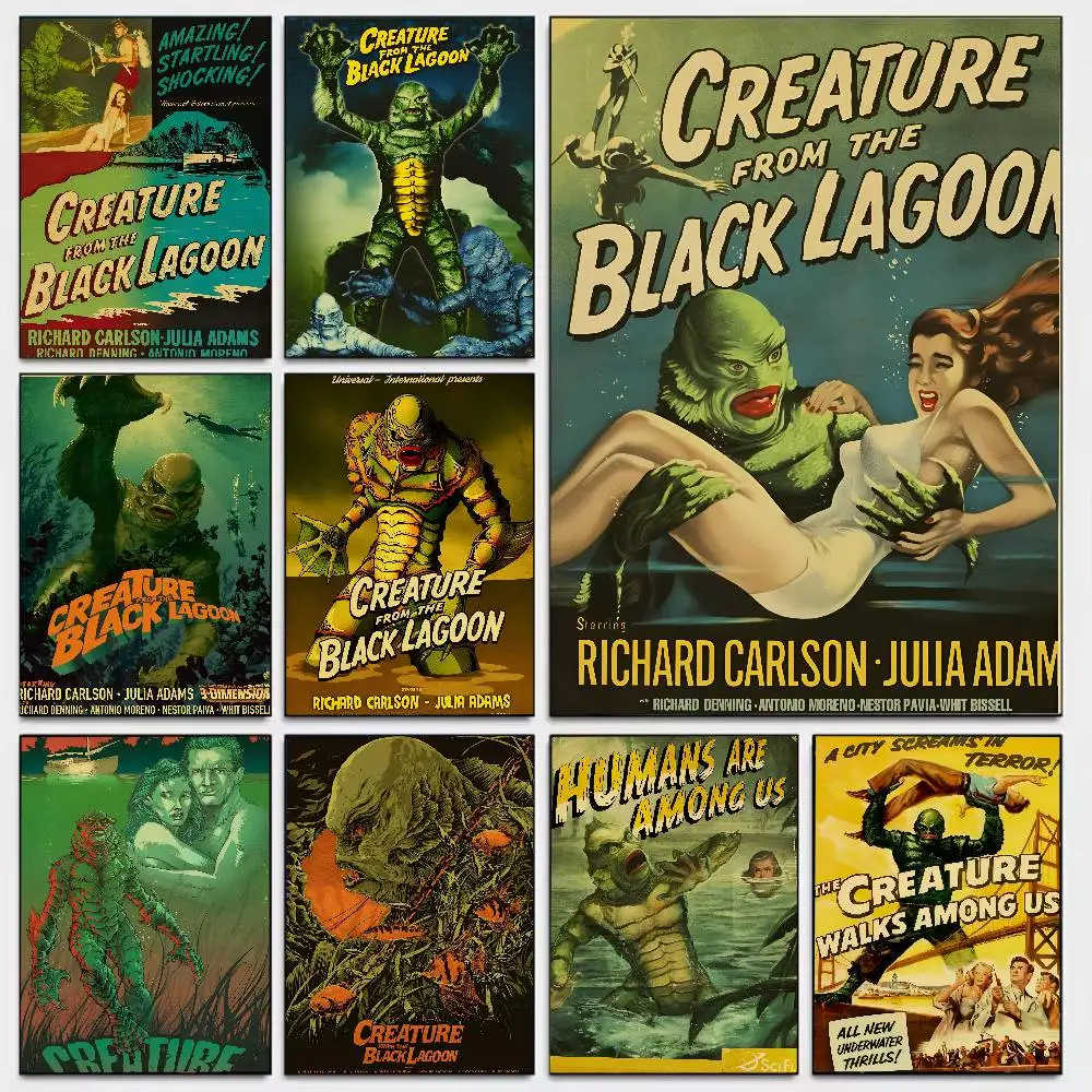 Creature From The Black Lagoon Film Kraft Paper Poster Art With Prints Home Bedroom Living Room Decoration Gift