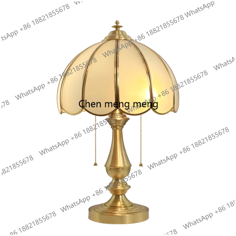 

European style full copper table lamp bedside modern simple American retro study desk lamp