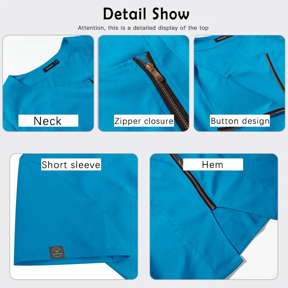 ชุดยูนิฟอร์มพยาบาลสำหรับผู้หญิง ชุดทำงานดูแลสัตว์เลี้ยง ผ้ากันยับ ชุดสครับแบบซักได้ เสื้อผ้าสำหรับโรงพยาบาล ร้านขายยา อุปกรณ์เสริมสำหรับทันตกรรม