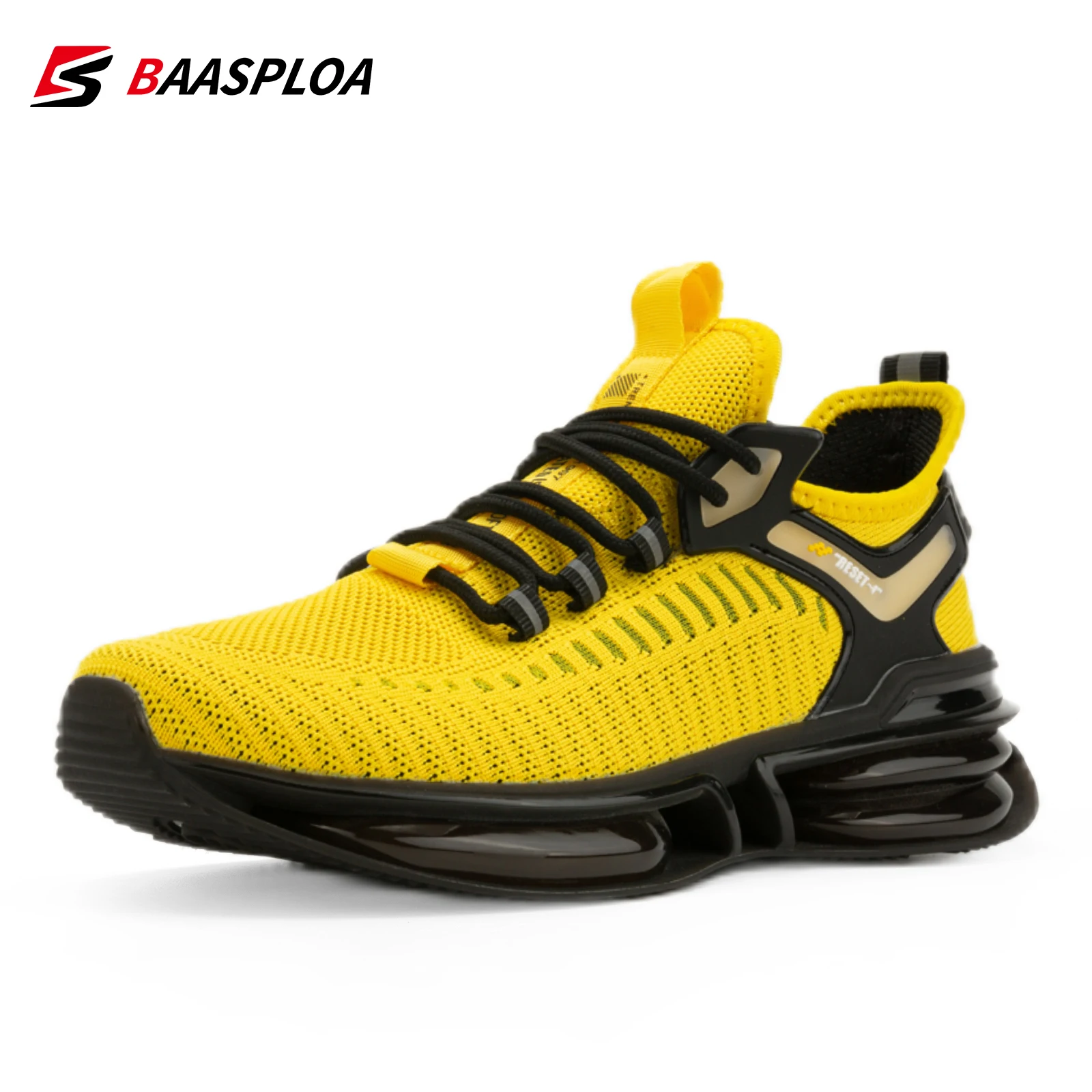 

Baasploa 2023 New Men's Casual Shoes Comfortable Knit Sneaker Breathable Tenis Shoes High Quality Male Sneakers