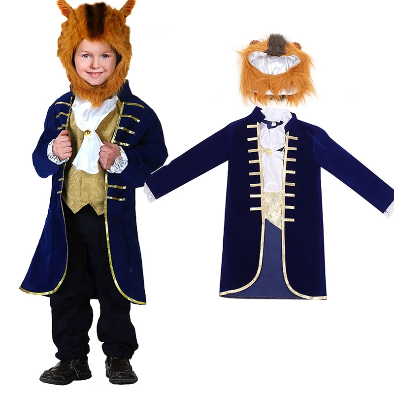 Halloween Beauty The Beast Cosplay Costume For Boys Girls The Prince Beast Clothes Cosplay Fantasy  Cos Suits New Year