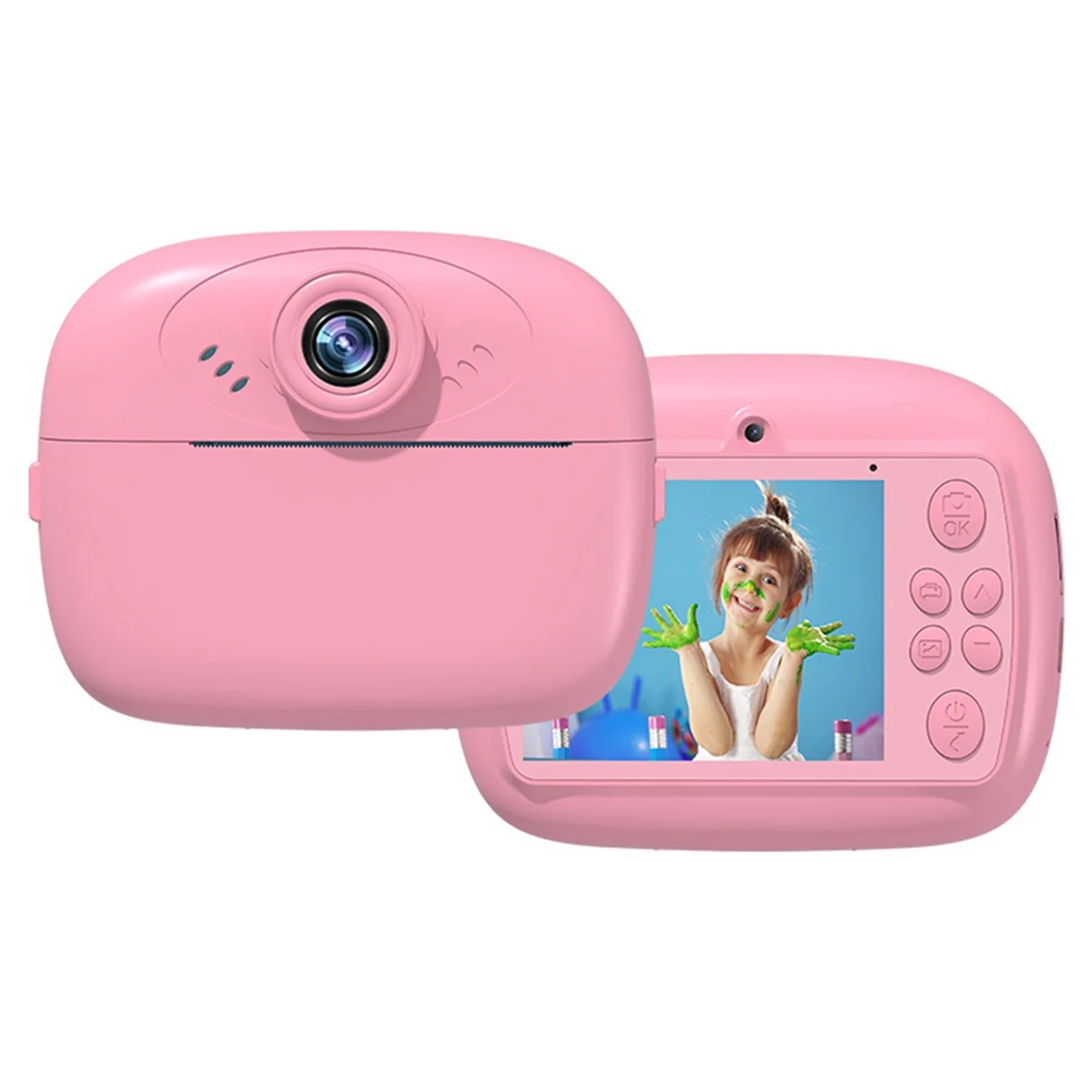 Children'S Camera Instant Print 48 Million High-Definition Dual Cameras Mini Video Camera Photo Thremal Printing Pink