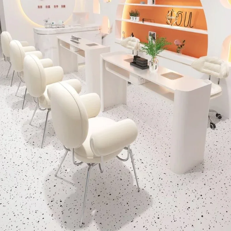 

Stand Kawaii Nail Desk Professionals White Aesthetic Nordic Nail Table Light Luxury Tavolo Per Unghie Salon Equipment Furniture