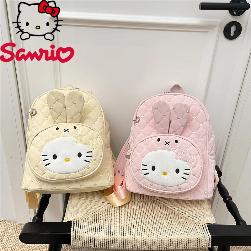 

Новый мини-рюкзак Hello Kitty, милый повседневный рюкзак с 3D-мультяшным рисунком для девочек, школьный рюкзак из искусственной кожи с вышивкой, большой вместимости, высокого качества