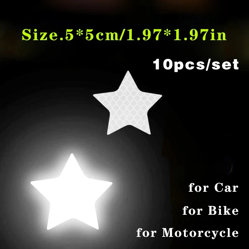 10pcs/set Car Bumper Reflective Safety Strip Stickers Car Star Reflective Sticker Reflective Warning Safety Tape